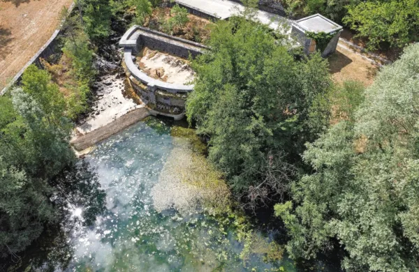 Pogled na izvir reke Rižane julija lani, ko so morali s črpanjem 
podtalnice reševati tudi življenje v rečni strugi. 