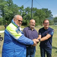 Goriški župan Rodolfo Ziberna, goriški prefekt Raffaele Ricciardi, 
novogoriški župan Samo Turel