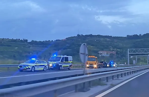 Audija,  s  katerim  se je  v  Istro  pripeljalo  šest  Dolenjcev,  je  s hitre  ceste pred  Izolo odpeljalo vozilo  
avtovleke.