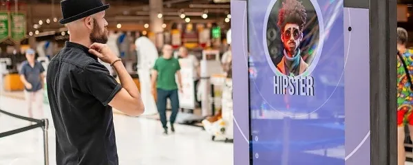  

Mimoidoči v nakupovalnem središču preizkušajo, kako uglašen je 
njihov slog oblačenja z glasbo, ki jo poslušajo.