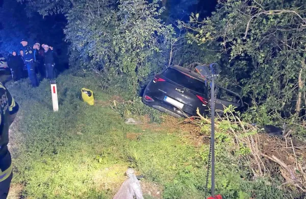 Danes, nekaj minut po 4. uri, je med naseljem Lokev in mejnim 
prehodom Lipica voznik avtomobila s tujo registrsko številko 
zapeljal s cestišča. 