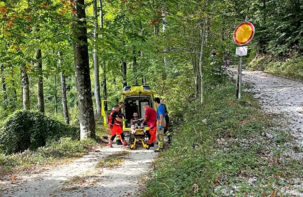 Gasilci  in reševalci  so v  nedeljo pomagali  64-letnemu  vozniku 
e-kolesa,  ki se  je  poškodoval na izhodišču za Hleviško planino.
