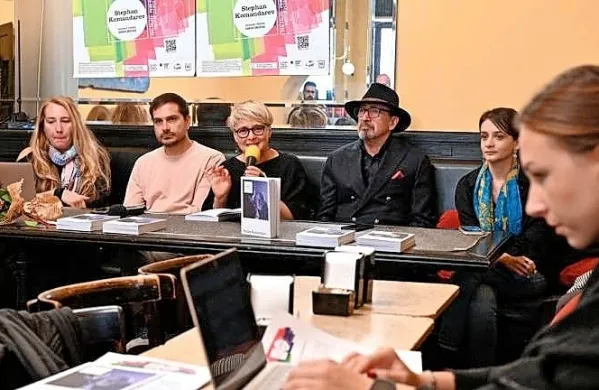 Včerajšnji novinarski konferenci je sledilo druženje z armenskim 
režiserjem Harutinom Hačatrianom, producentko Tatevik Manukjan ter bolgarskim pisateljem in novinarjem Dimitrom Kenarovom.