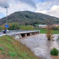 Narasla reka Soča v Plavah