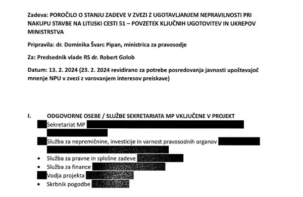&Scaron;varc Pipan v poročilu o nakupu stavbe na Litijski o prirejeni dokumentaciji in sumu zunanjih vplivov