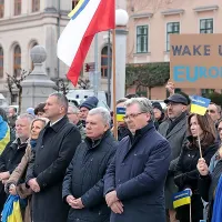 Ukrajinski veleposlanik v Sloveniji Taran ter državna sekretarja 
Vojko Volk in Damir Črnčec