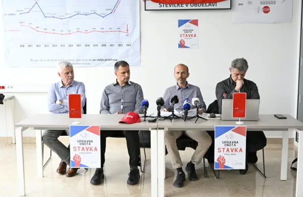 Z današnje novinarske konference (od leve proti desni): Slobodan Vuk, Dragan Stanković, Frančišek Verk in Renato Romič

