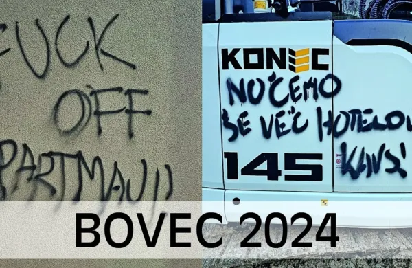 Eden  od  grafitov, ki  so  se  po Bovcu  pojavili  minuli konec  tedna.