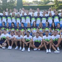 Glavnina 90-članske slovenske olimpijske ekspedicije, ki se je v četrtek pod večer v Portorožu družila z novinarji, v Kopru pa tudi s številnimi drugimi športnimi privrženci.