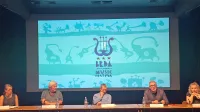 Na novinarski konferenci so spregovorili (z leve): Barbara Poša 
Belingar, Vladimir Peruničič, Zlatko Kaučič, Matjaž Drevenšek in 
Pavla Jarc.