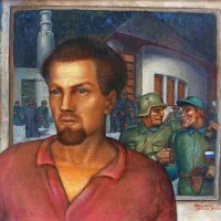 Kraljev  Avtoportret je del razrezane slike Moja Družina - Družinski 
portret. Hrani: MNSZS. Foto: MNSZS