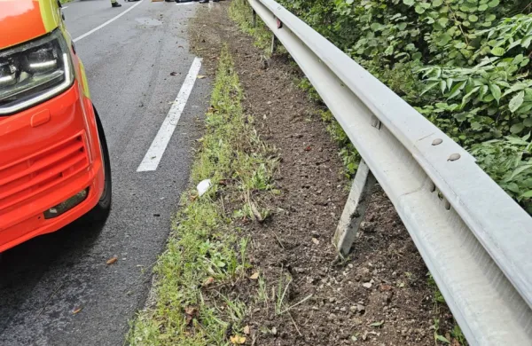 Reševalci  in gasilci  so  oskrbeli  poškodovana  migranta,  za  voznikom  passata so  se  po  trku v  ograjo  izgubile  
sledi.  

