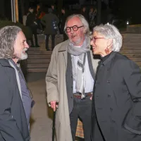 Z leve: filmski režiser Miha Hočevar, grafični oblikovalec Ranko 
Novak in dramaturginja Alja Predan
