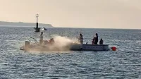 Na morju pred Portorožem so uprizorili požar na jadrnicah, ki sta 
ob bežanju pred neurjem trčili. 
