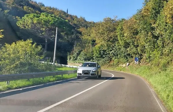 Voznik  iz  Pirana  je   v  ovinku  izgubil  nadzor nad  svojim  belim 
BMW-jem  X6.   