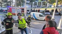 Med včerajšnjo protipožarno vajo na stopnicah  Intereurope
