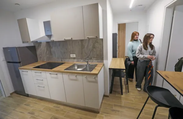 V  prenovljenem domu so enote apartmajskega tipa, zajemajo skupni prostor in dve ali tri sobe. 