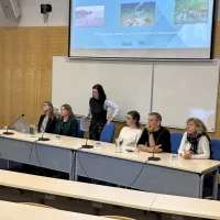 Z leve proti desni: dr. Manca Kovač Viršek, dr. Andreja Ramšak, dr. 
Patricija Mozetič, dr. Katja Klančnik Židan, dr. Borut Mavrič in dr. 
Janja Francé.     