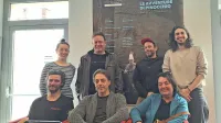 Ekipa Ostržka (z leve zadaj) Sara Gorše, Luka Cimprič, Jaka Ivanc in  Mak Tepšić, spredaj pa  Blaž Popovski, Igor 
Štamulak in Mojca Partljič

