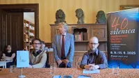 40. festival Vilenica so predstavili (z leve) Gregor Podlogar, Marij 
Čuk in Miha Maurič