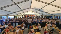 V Ložicah je vseh pet orkestrov skupaj zaigralo tri koračnice.