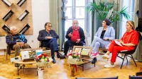 Na domoznanskem večeru so sodelovali (z leve): Mario Gržinič, dr. 
Salvator Žitko, Andrej Jelačin, Luana Malec in  Vladka Gojak.