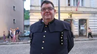 Tomaž Vencelj, župan in tubist v godbenem društvu rudarjev.