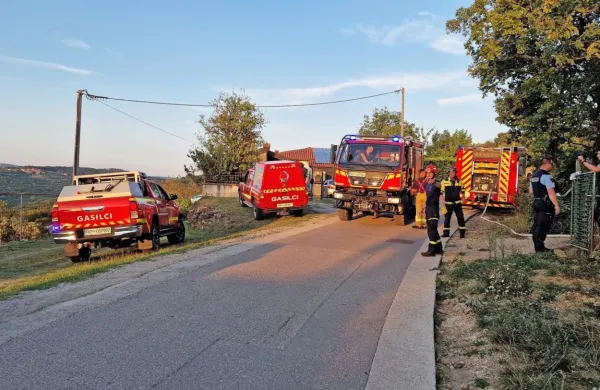 Včeraj ob 18.45 so policisti prejeli obvestilo o požaru med Dekani 
in Škofijami. Na kraj so takoj odšli tudi gasilci. 