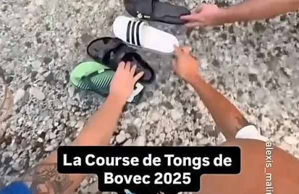 Sredi avgusta je skupina francoskih turistov v Bovcu za zabavo 
pripravila simpatičen video “tekmovanja” v natikačih na reki Soči 
in poskrbela za viralno senzacijo.