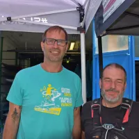 Stebra organizacije 40. Soške regate Andrej Humar (Soške elektrarne) in Robert Makuc (KK Šilec Gorica).