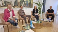 Podrobnosti nedeljske proslave ob prazniku priključitve Primorske k matični domovini, ki jo bodo gostili v Ilirski Bistrici, so predstavili (z leve): režiserka proslave Katja Pegan, župan 
občine Ilirska Bistrica dr. Gregor Kovačič, direktorica občinske uprave Jana Knafelc Strle in višji svetovalec  v občinski upravi Luka Špilar.    