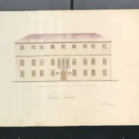 

Risba pročelja glavne šole v Kopru, kjer je delovalo od leta 1875 
Cesarsko-kraljevo moško učiteljišče Koper, Peter Dandri, 1848 
(Pokrajinski arhiv Koper)