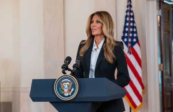 October 10, 2025, Washington, Dc, United States: First Lady MELANIA TRUMP announces that her office has been in communciation with Vladimir Putin concerning the release of Ukrainian children held in Russia on October 10, 2025.,Image: 1044574262, License: Rights-managed, Restrictions:, Model Release: no, Credit line: Andrew Leyden/Zuma Press/Profimedia