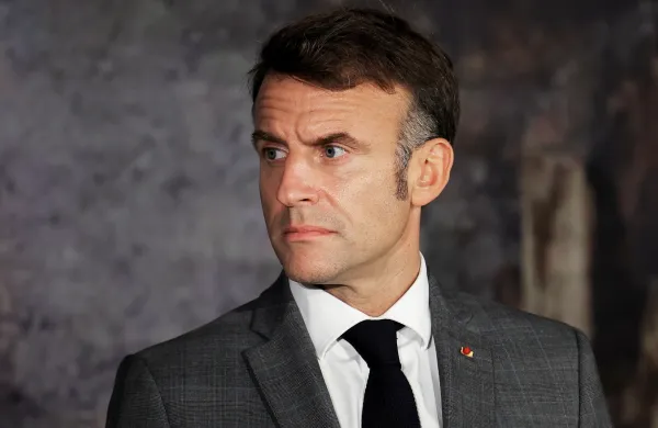 Ciper, Pafos.Srecanje voditeljev drzav EU v formatu MED9.Skupna izjava za medije.Francoski predsednik Emmanuel Macron.
