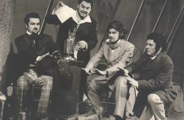 Brata Rajko in Stane Koritnik kot Rodolfo in Marcel v operi La Boh&egrave;me