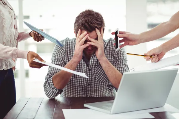Businessman stressed out at work in casual office,Image: 264312926, License: Royalty-free, Restrictions:, Model Release: yes, Credit line: -/Wavebreak/Profimedia