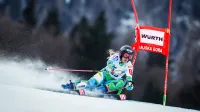 Kranjska Gora.Veleslalomska tekma svetovnega pokala v alpskem smucanju za zenske.Slovenska smucarka Ana Bucik Jogan.