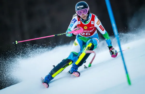 Kranjska Gora.Slalomska tekma svetovnega pokala v alpskem smucanju za zenske.