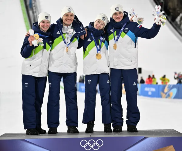 Nika Vodan, Anže Lani&scaron;ek, Nika Prevc, Domen Prevc