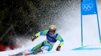 Italija, Bormio.Zimske olimpijske igre 2026.Alpsko smucanje, veleslalom, moski.Slovenski smucar Zan Kranjec med nastopom na prvi progi.