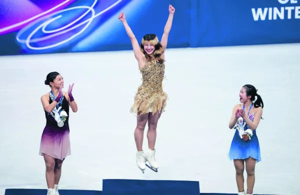 V umetnostnem drsanju, prosti program, jesrebro je osvojila Japonka Kaori Sakamoto, zlato Američanka Alysa Liu, bron pa Japonka Ami Nakai.