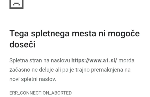 Obvestilo o izpadu storitev A1.