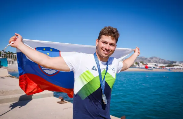Francija, Marseille.Poletne olimpijske igre 2024 v Parizu.Formula kajt, finale.Slovenski jadralec Toni Vodisek.
