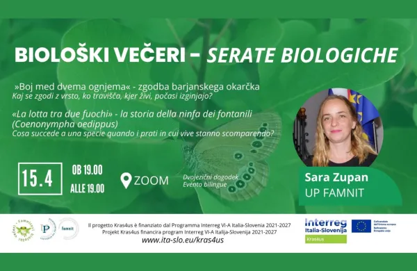 Oddelek za biodiverziteto UP FAMNIT nadaljuje z organizacijo niza biolo&scaron;kih večerov za &scaron;ir&scaron;o javnost