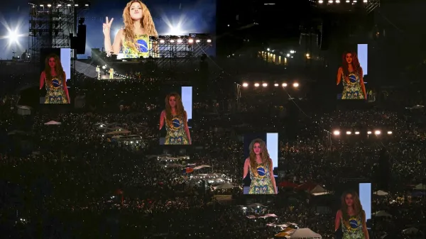 Colombian singer Shakira performs during a free concert at Copacabana beach in Rio de Janeiro, Brazil on May 2, 2026.,Image: 1096063094, License: Rights-managed, Restrictions:, Model Release: no, Credit line: Mauro PIMENTEL/AFP/Profimedia