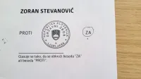 Označena glasovnica s tajnega glasovanja o imenovanju Zorana Stevanovića za predsednika DZ
