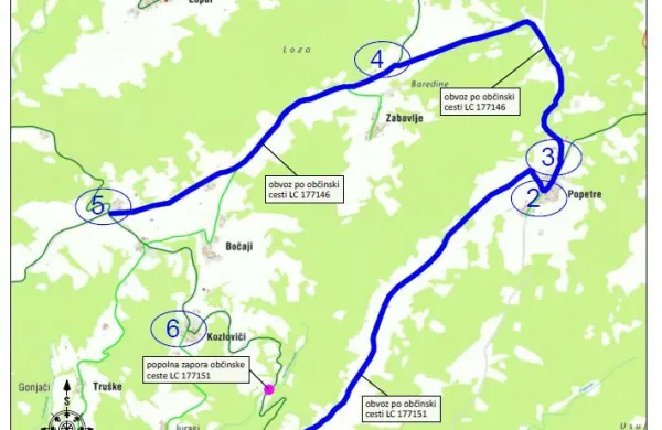 V času trajanja del od četrtka, 2. julija, do predvidoma sredine oktobra, bo veljala popolna zapora ceste med Kozloviči in Trsekom. 