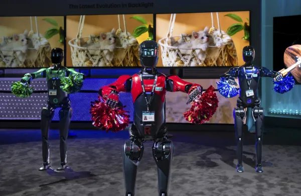 Dancing robots, humanoid, exhibition stand, exhibition, company Hisense, China, Chinese, IFA, Internationale Funkausstellung, 2025, Messe Berlin, exhibition centre, Charlottenburg, Berlin,Image: 1038776000, License: Rights-managed, Restrictions:, Model Release: no, Credit line: Ingo Schulz/imageBROKER/Profimedia