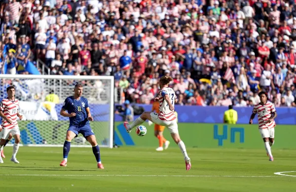 SANTA CLARA, CALIFORNIA - JULY 1: Tim Ream (13) of USA in action against Edin Dzeko (11) of team Bosnia Herzegovina during the 2026 FIFA World Cup Round 32 match between USA vs Bosnia and Herzegovina at the San Francisco Bay Area Stadium (Levi's Stadium) in Santa Clara, California, United States on July 1, 2026. Tayfun Coskun/Anadolu/ABACAPRESS.COM,Image: 1113882340, License: Rights-managed, Restrictions:, Model Release: no, Credit line: AA/ABACA/Abaca Press/Profimedia