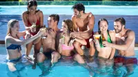 Group of happy friends toasting beer bottles and glass of cocktail on a sunny day,Image: 280783388, License: Royalty-free, Restrictions:, Model Release: yes, Credit line: -/Wavebreak/Profimedia